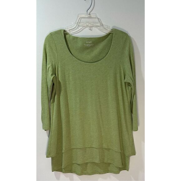 Pure Jill elliptical layer womens heather lime 3/4 sleeve size S. NWT #40-1009 - Picture 1 of 7